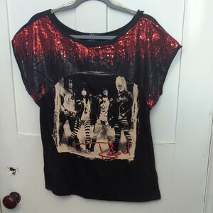 Authentic Icon Rebel Shory Sleeve Sequin Tee. Gently used.